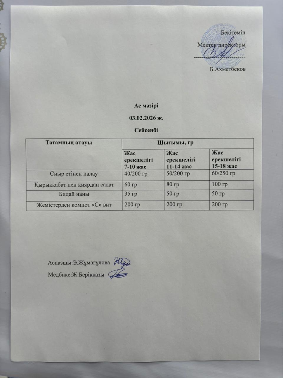 Ас мәзірі